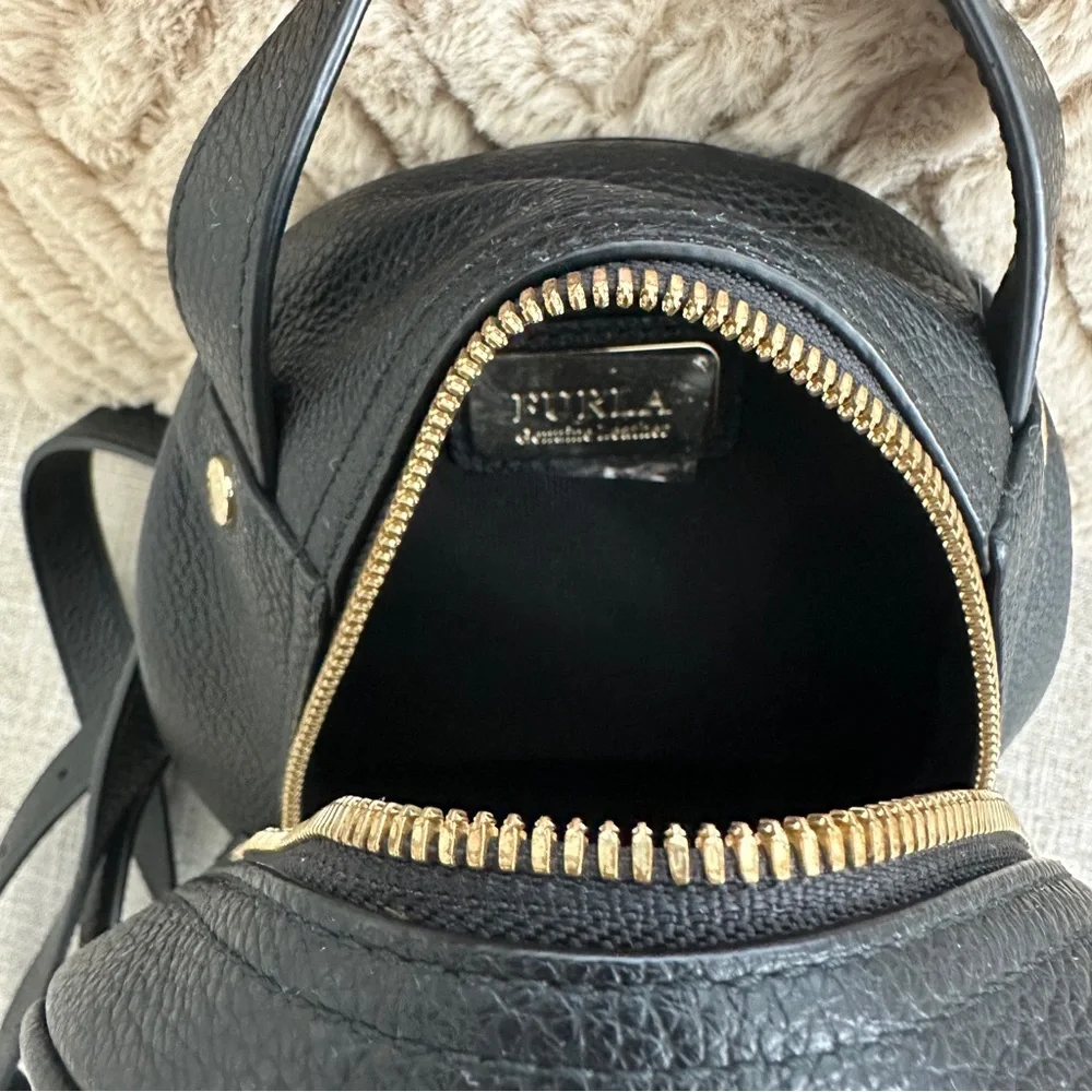 Furla Pebbled Black Studded Women's Backpack - Picture 5 of 6